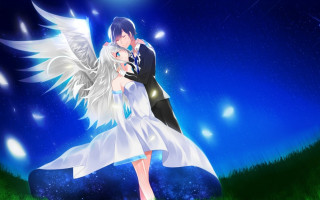 Anime couple night sky stars 2 - star free wallpaper for desktop
