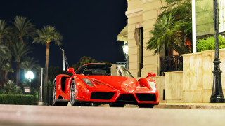 Red sports car night palm 2 - the side of the road free wallpaper