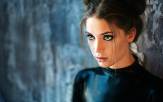 Gothic portrait blurry blueeyes blackdress - piercing free wallpaper