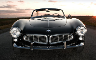 Black car sunset beach 3d - the side of a road free wallpaper