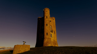 Tower flag hill night fullmoon - a tall tower free wallpaper