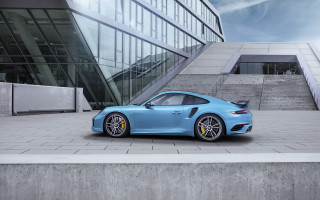 Blue porsche sports car glass - front free wallpaper for desktop
