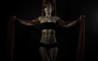 Woman black bikini red scarf - a red scarf free wallpaper