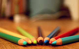 Colored pencils coffee bookcase child - crayon art free wallpaper