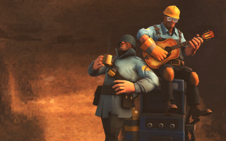 Guitar playing men coffee cup - metal free wallpaper