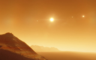 Mountain ocean sunset sky lensflare - a mountain in the foreground free wallpaper