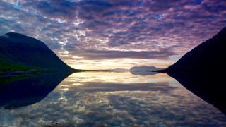 Lake mountain cloud reflection sunset - widescreen free wallpaper