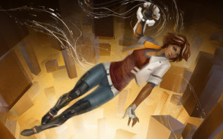 Eve rider flying city promo - a city in the background free wallpaper for desktop