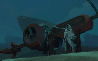 Woman white dress giant object 2 - darek zabrocki free wallpaper