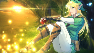 Woman sitting tree sword glowing - glowing free wallpaper