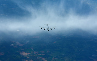 Plane clouds lights matte night - the wing free wallpaper