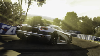 Car race track forest fence - in the foreground free wallpaper