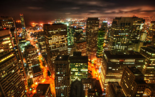 City night lights buildings cloudy - building free wallpaper
