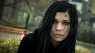 Gothic park portrait blackhair blurry - a fence free wallpaper