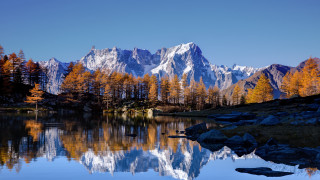Mountain lake forest sky city - didier mouron free wallpaper