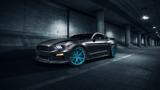 Car cobra blue rims white - a parking garage free wallpaper