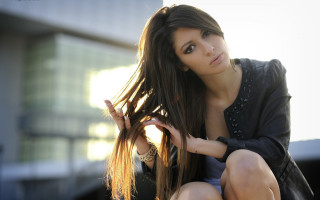 Woman blowing hair ledge building - andrea orcagna free wallpaper