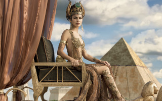 Woman costume chair pyramid sky - a chair in front free wallpaper