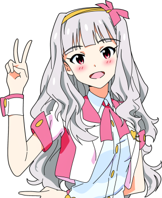 White haired girl peace sign - a pink shirt free wallpaper