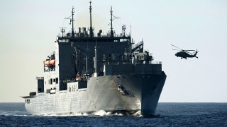 Helicopter ship ocean hovering digital - large free wallpaper