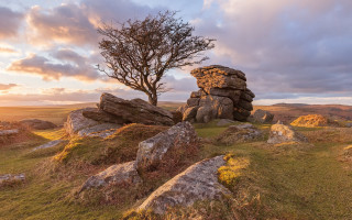 Rock forest sunset clouds mountains - a cloudy sky in the background free wallpaper