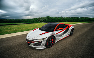 White red sports car road - hdri free wallpaper