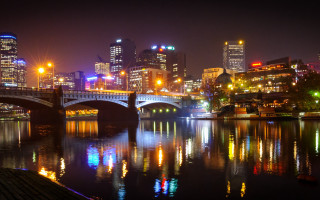 City skyline night bridge river 36 - australian tonalism free wallpaper for desktop