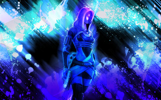 Futuristic woman suit blue purple - a futuristic suit free wallpaper