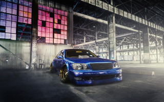 Blue car garage windows red - a garage free wallpaper