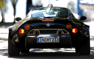 Black sports car road tiltshift - the side of the road free wallpaper