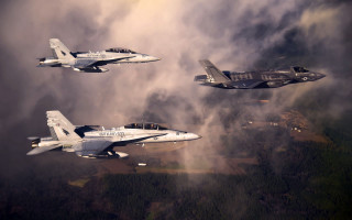 Fighter jets cloudy sky forest - douglas shuler free wallpaper