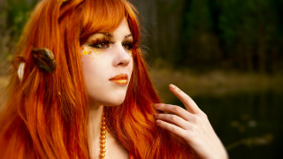 Red hair gothic portrait flower - pre free wallpaper