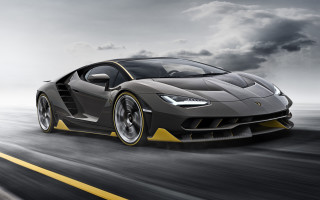 Grey yellow sports car cloudy 2 - a yellow stripe free wallpaper