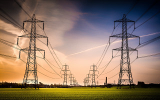 Sunset powerlines railroad bridge clouds - cable wire free wallpaper
