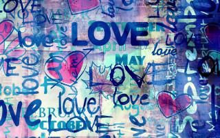 Graffiti love heart multiple girls - the word love free wallpaper