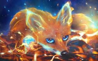 Fox blue eyes glowing orb - orb free wallpaper