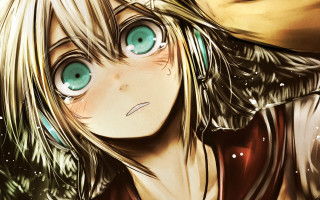 Blue eyes blonde hair girl - context art free wallpaper