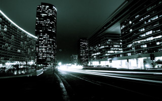 Cityscape night lights skyscrapers ruins - elbridge ayer burbank free wallpaper