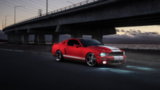 Red mustang bridge sunset eddie - a bridge free wallpaper