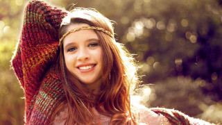 Young girl knitted hat scarf - young free wallpaper