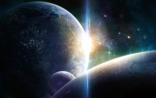 Space planet bright light star - a distant planet free wallpaper