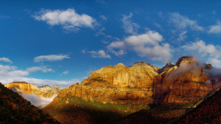 Mountain range clouds blue sky - naturalism free wallpaper