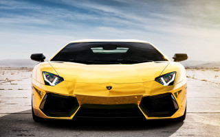 Yellow sports car parking lot 38 - a yellow sports car free wallpaper