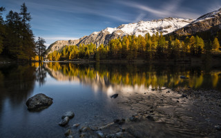 Mountain range reflection lake forest 3 - beautiful free wallpaper for desktop