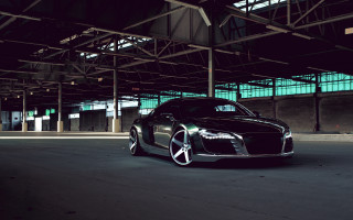 Black sports car garage green - a green light free wallpaper