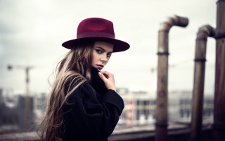 Woman longhair redhat blackcoat makeup - barbizon school free wallpaper