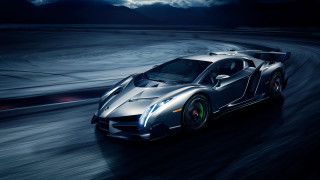 Silver sports car night moon - a track free wallpaper
