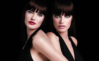 Two women dark hair blue - two woman free wallpaper