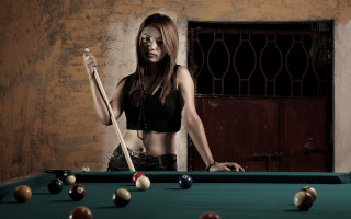 Woman pool playing black top - a black top free wallpaper