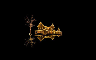 Lit up house tree reflection - a reflection free wallpaper